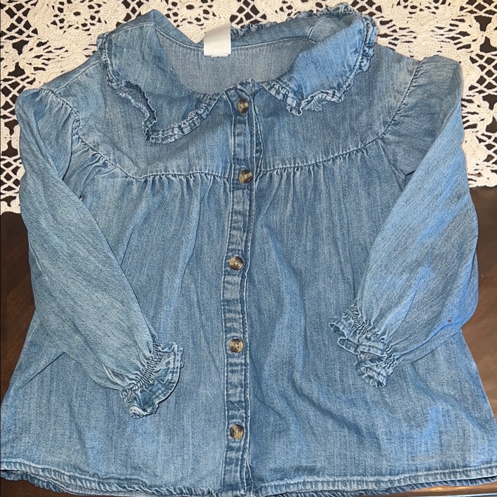 H&M Kids Denim blouse with Ruffle Collar
